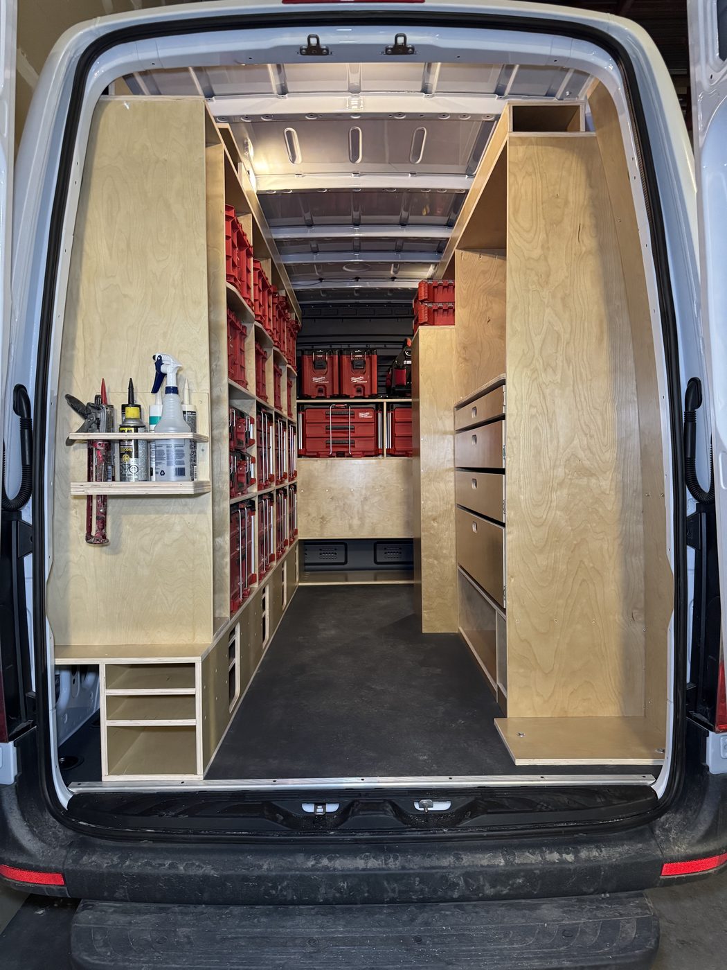 Custom plywood van racking interior by PLYRACKS